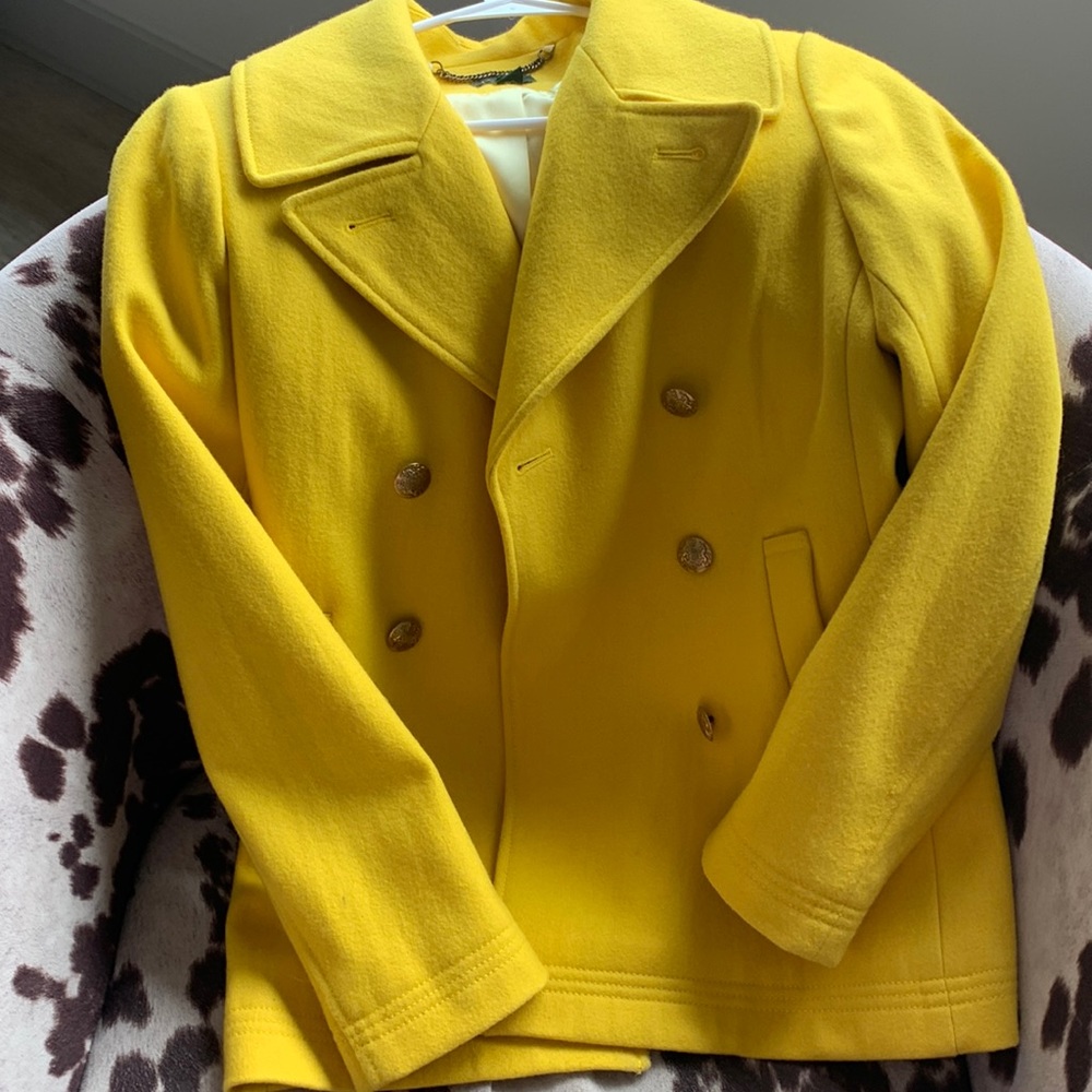 Brilliant yellow J. Crew Peacock Coat